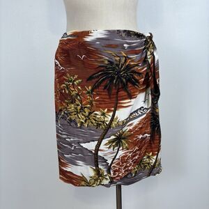VTG Carole Little Sport Rayon Wrap Skirt Paradise Island Tropical SZ Large